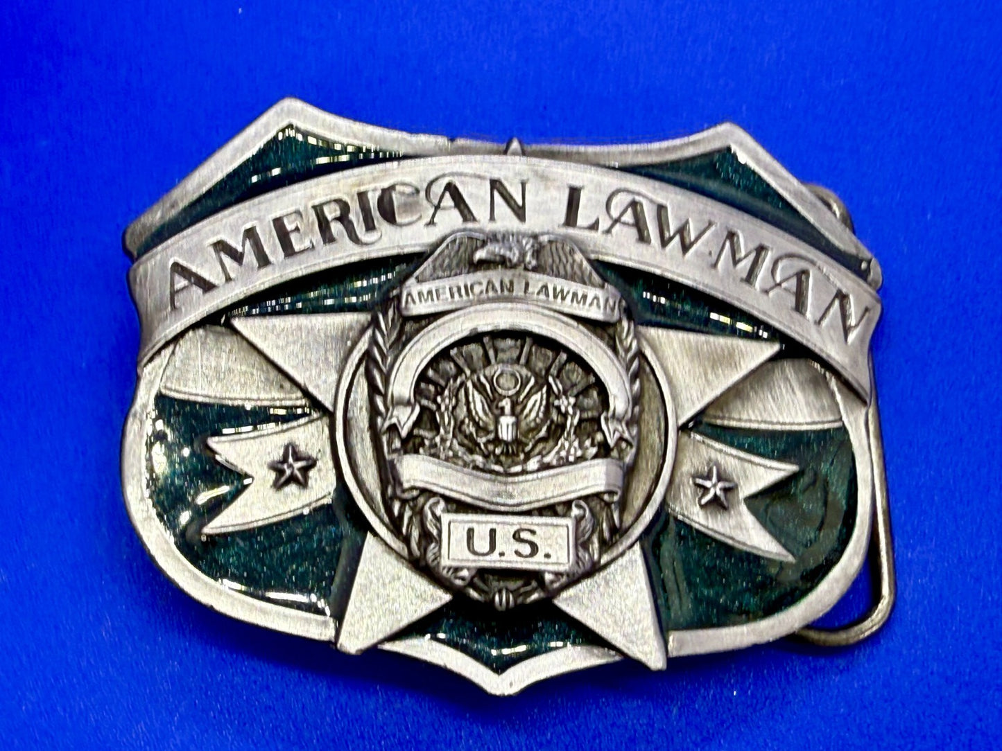 United States American Lawman To Served & Protect VTG 1986 Siskiyou Belt Buckle