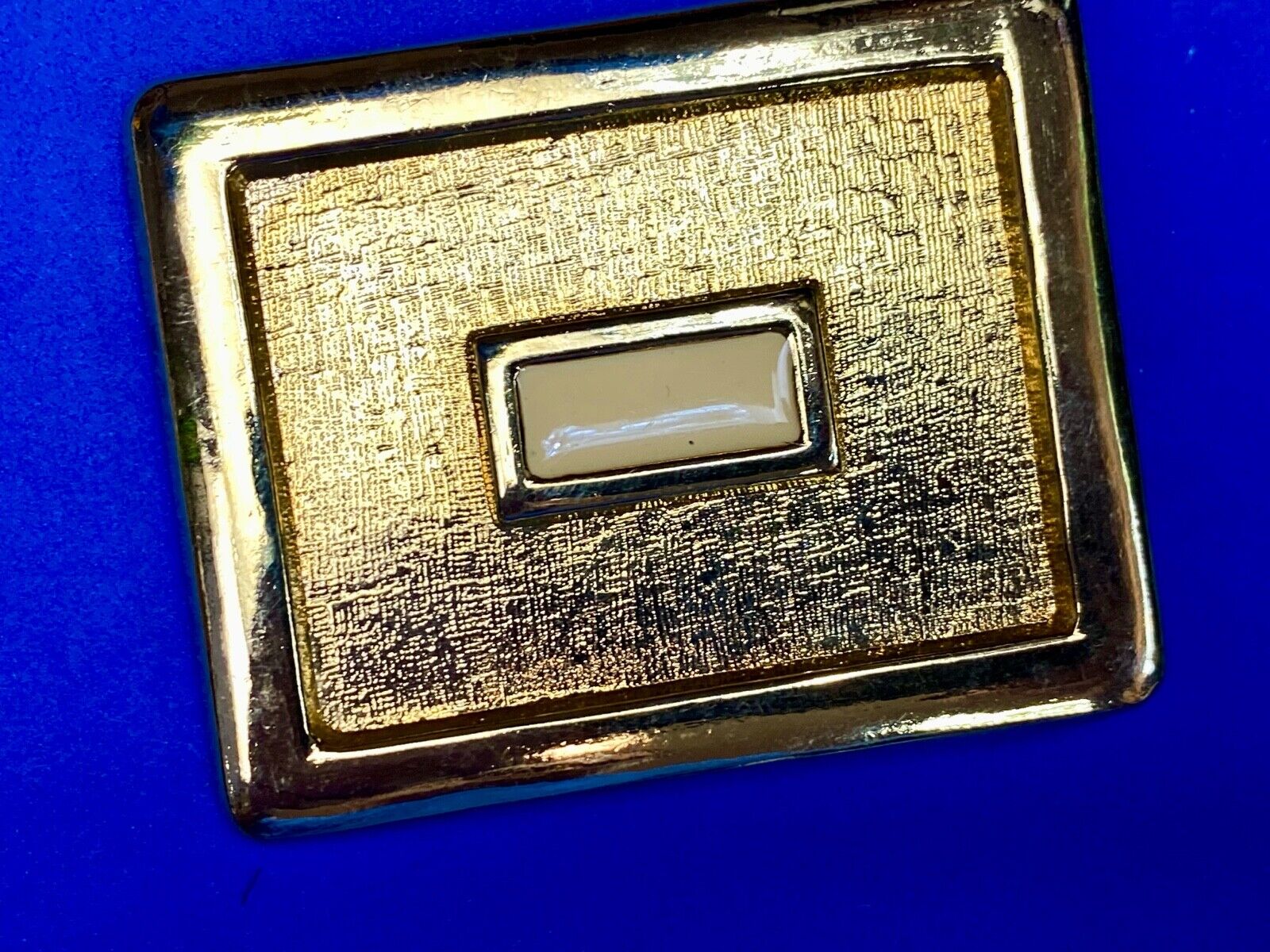 vintage gold tone cream center dress 3" belt buckle  