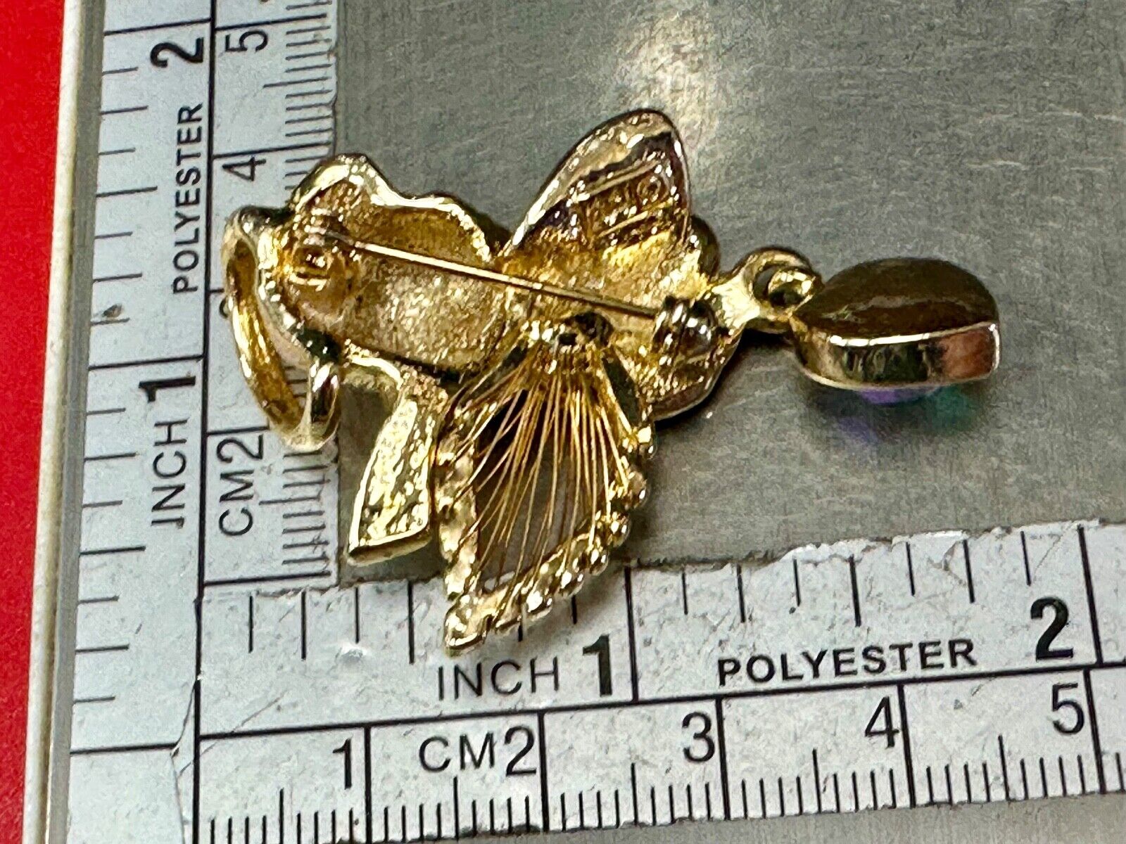 Angle with wings and Heart dangle beautiful AAI vintage brooch pin