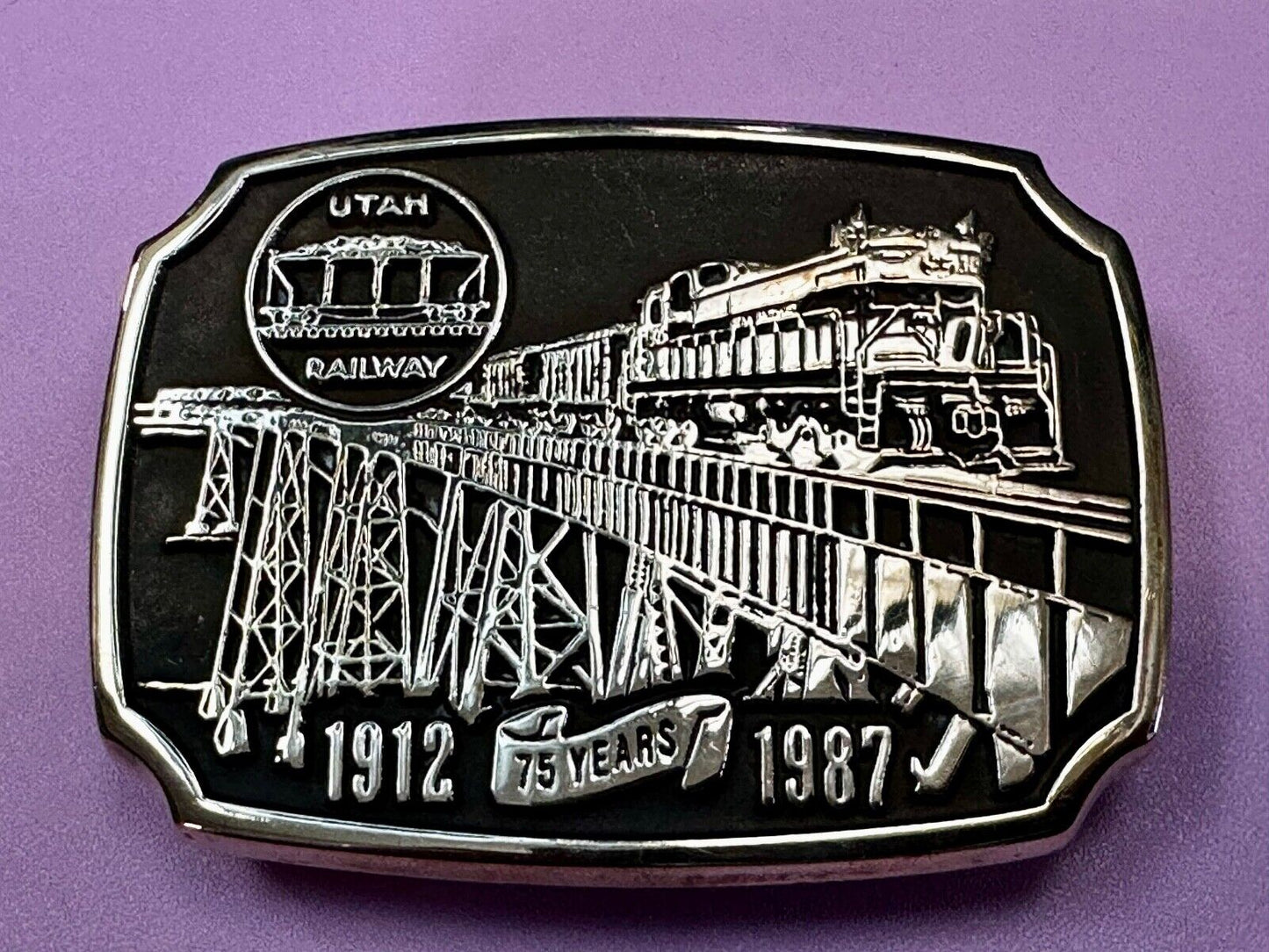 Utah Railway Train Rail Road 75 year Celebration 1897 Anacortes Belt Buckle