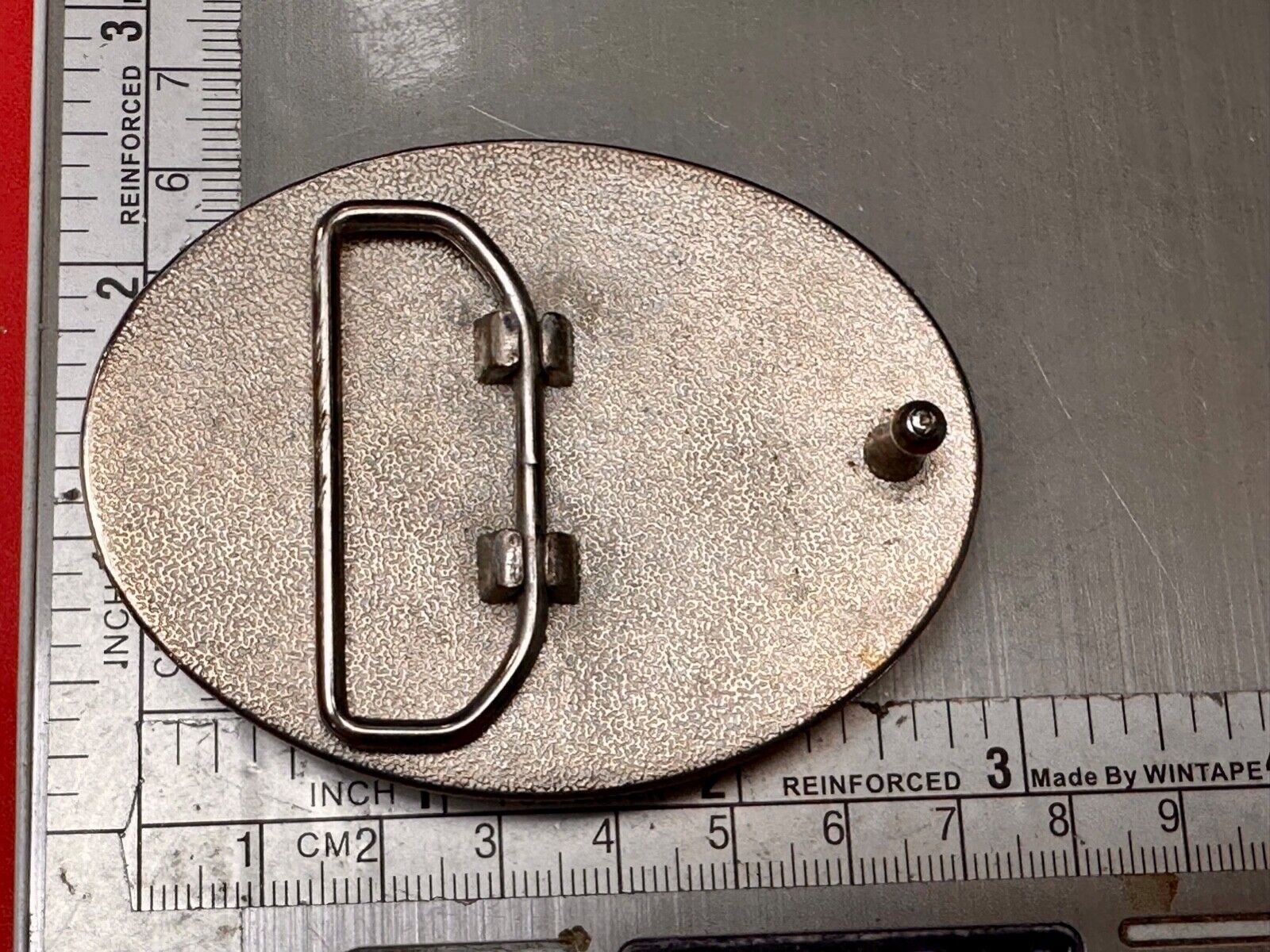 Artisan BUTTONS - seamstress silver tone oval belt buckle