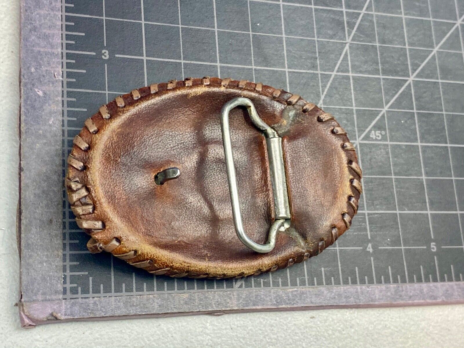 Vintage Leather stitched artisan? Name EVE personalized western belt buckle 