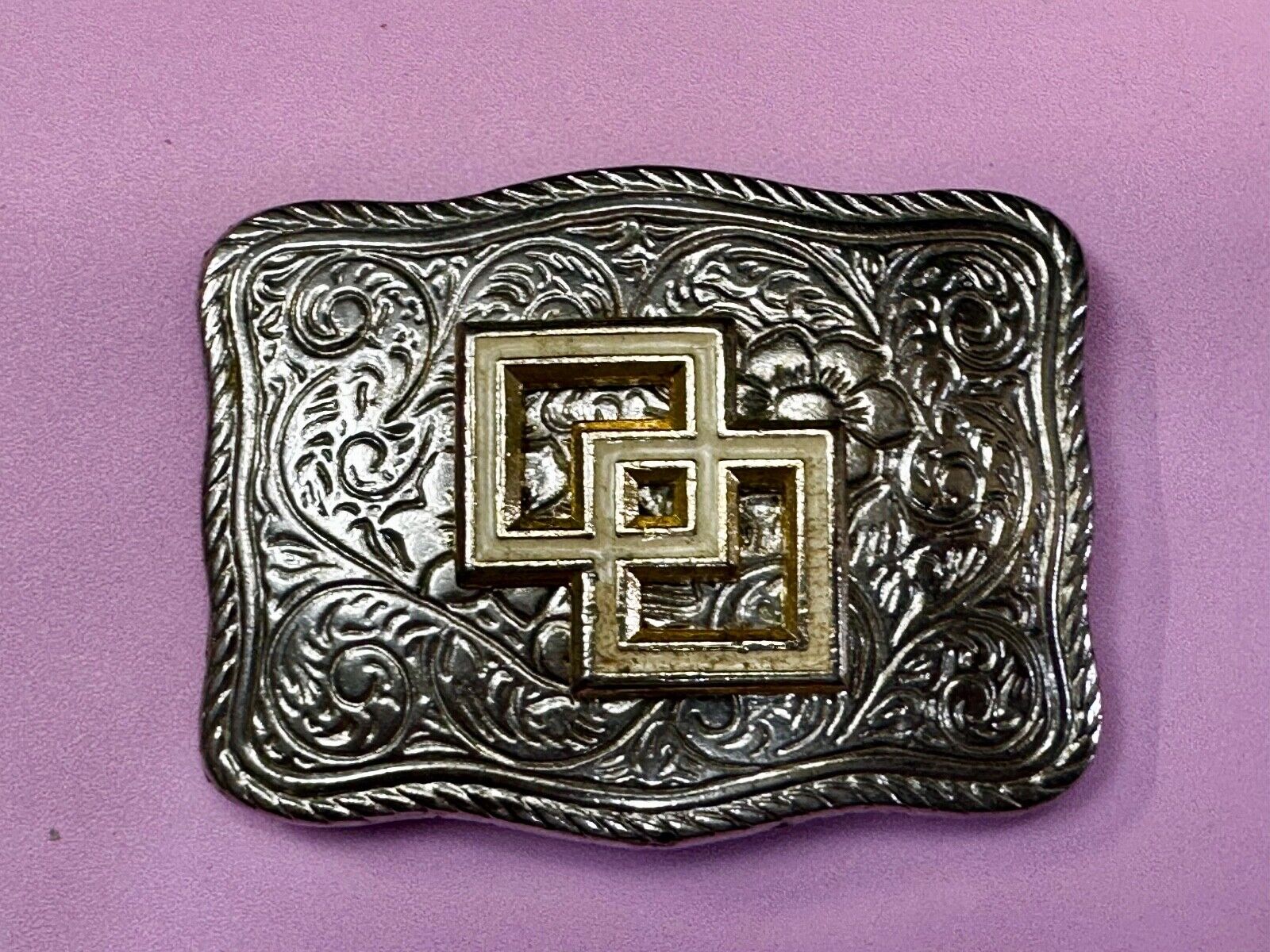 Two Square Pattern on western USA made western Belt Buckle