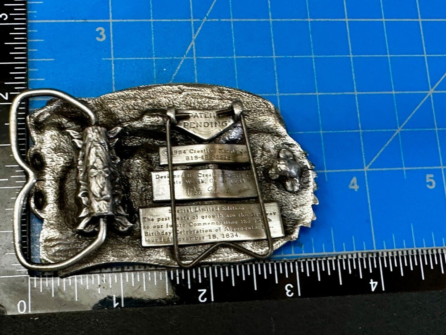 Algonquin Illinois 150th Birthday Celebration Vintage Belt Buckle or Freestand