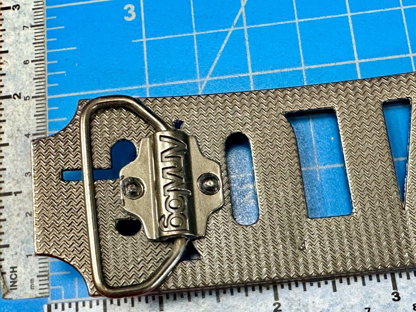 ANALOG - large old school block letter silver tone belt buckle