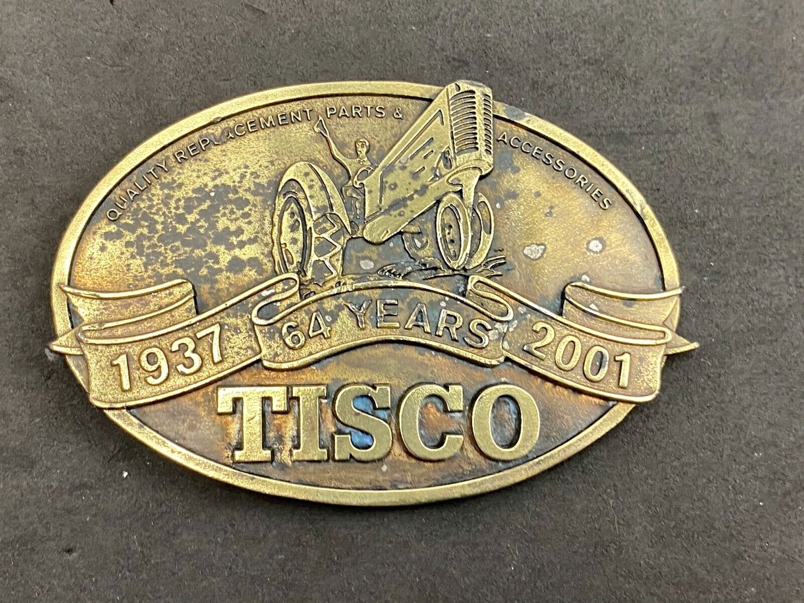 64 years - Tisco Tractor Implement Supply Spec Cast Farming Belt Buckle