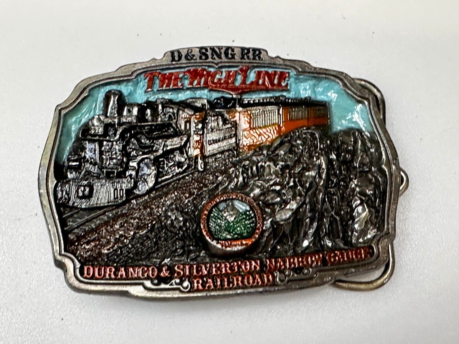 Train Rail Road Durango & Silverton Narrow Gauge C+J Colorful Belt Buckle