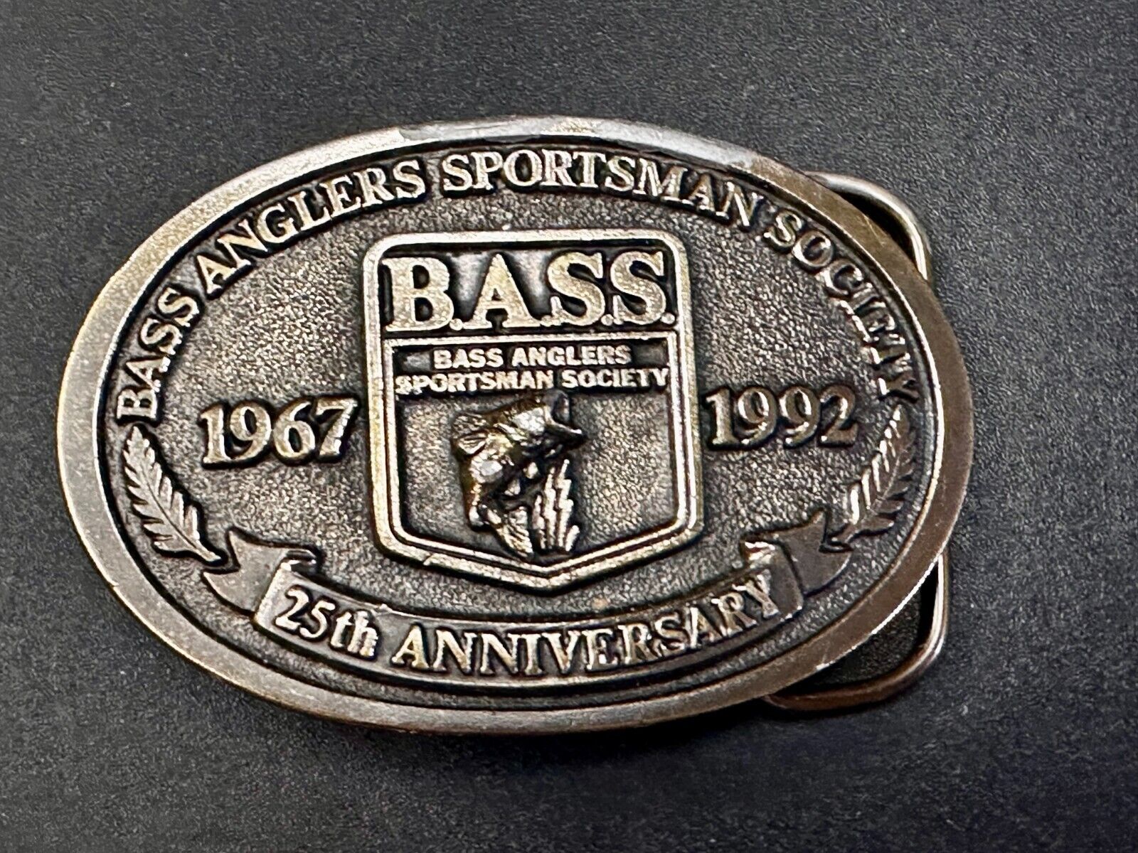 1992 Bass Anglers Sportsman Society Club 25th Anniversary Fishing Belt Buckle