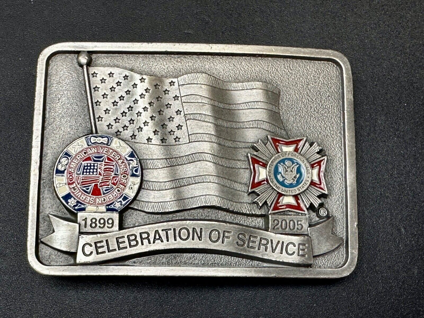 Veterans of foreign wars Celebration of Service Vintage Belt Buckle  1899 - 2005