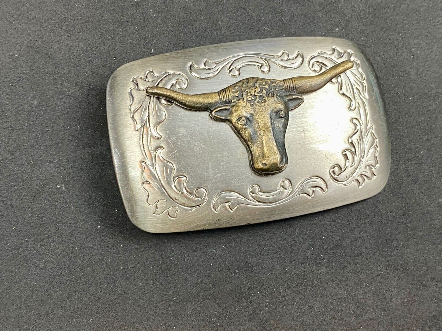 Usa made mixed metal western Rodeo Steer Texas longhorn belt buckle 