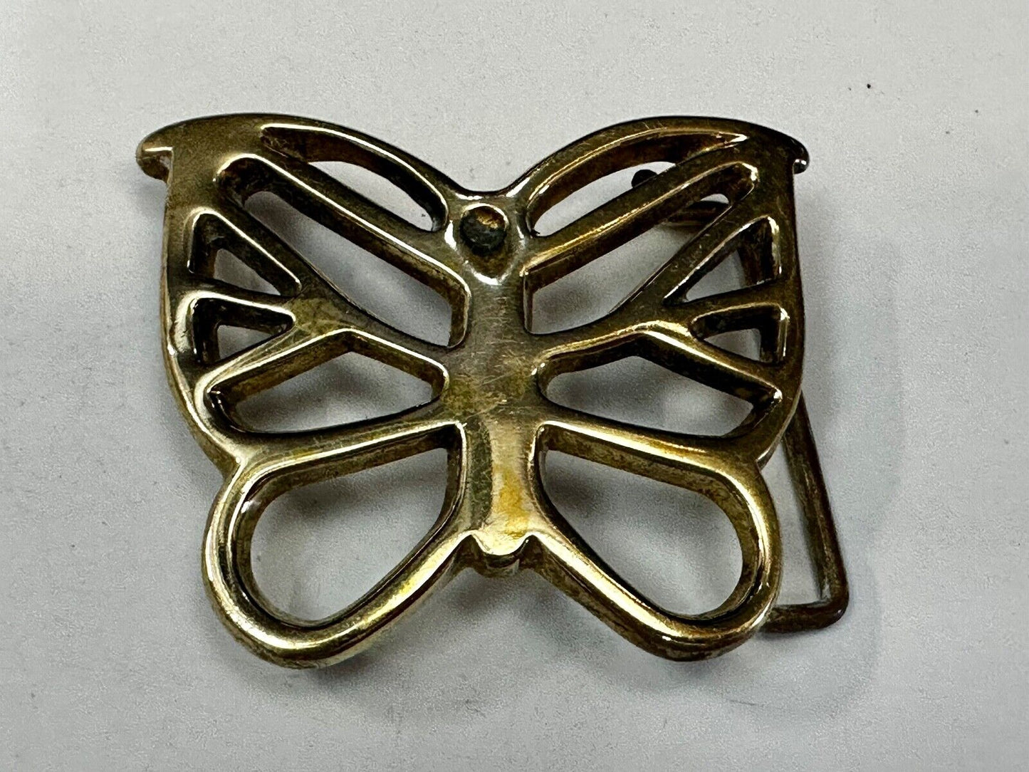 70s Butterfly Bug Insect Girl Kid Hippie Boho Animal Art Brass Vtg. Belt Buckle