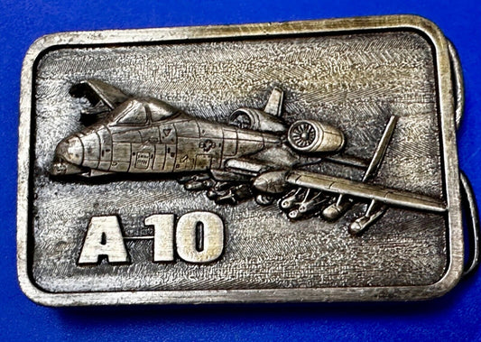 A-10 Thunderbird Warthog Air Force Fighter Jet Silver Tone Vintage Belt Buckle