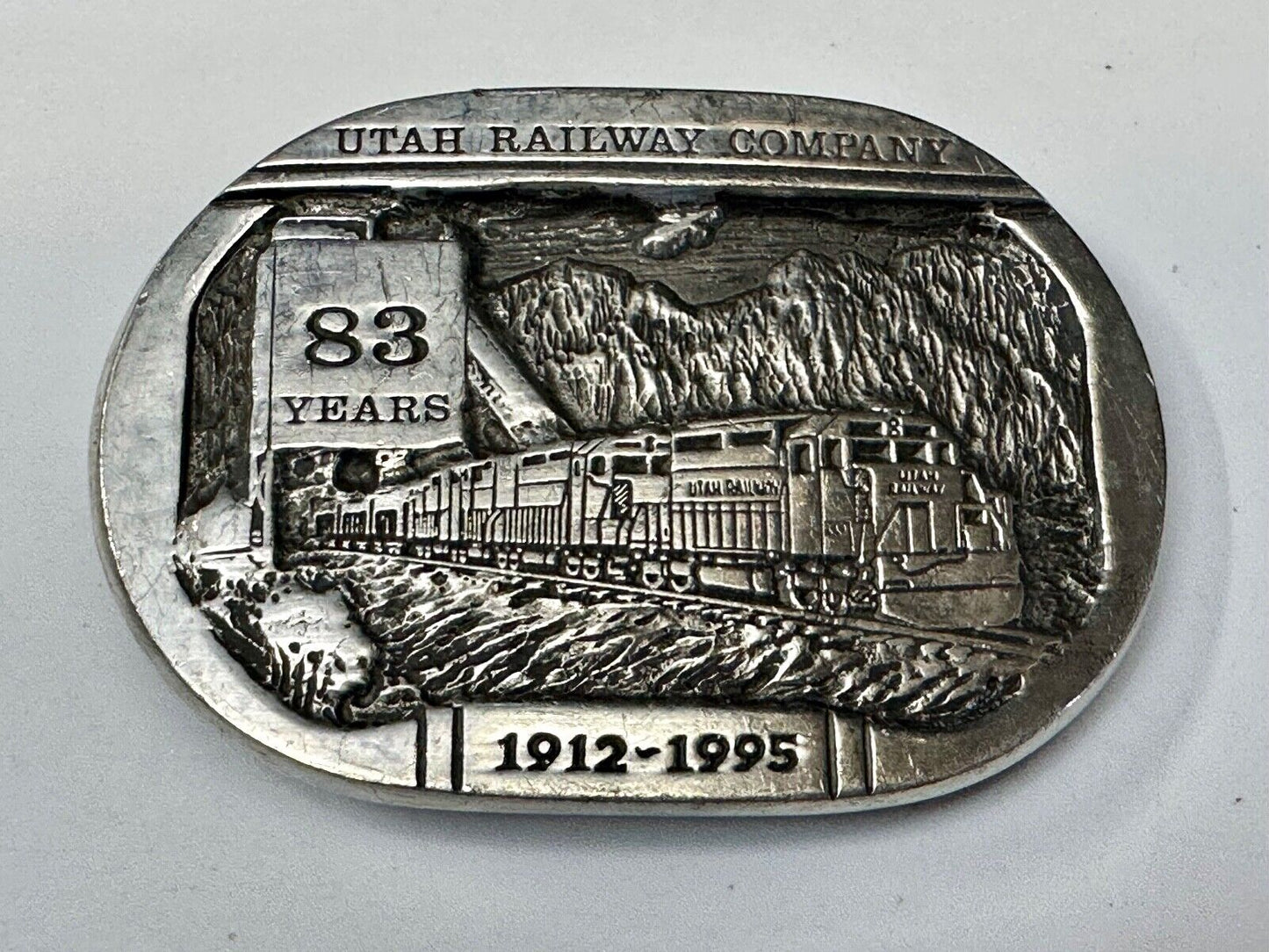 Utah Railway Co Vtg Train Railroad 83 Years - Gary Prazen Sculpture Belt Buckle