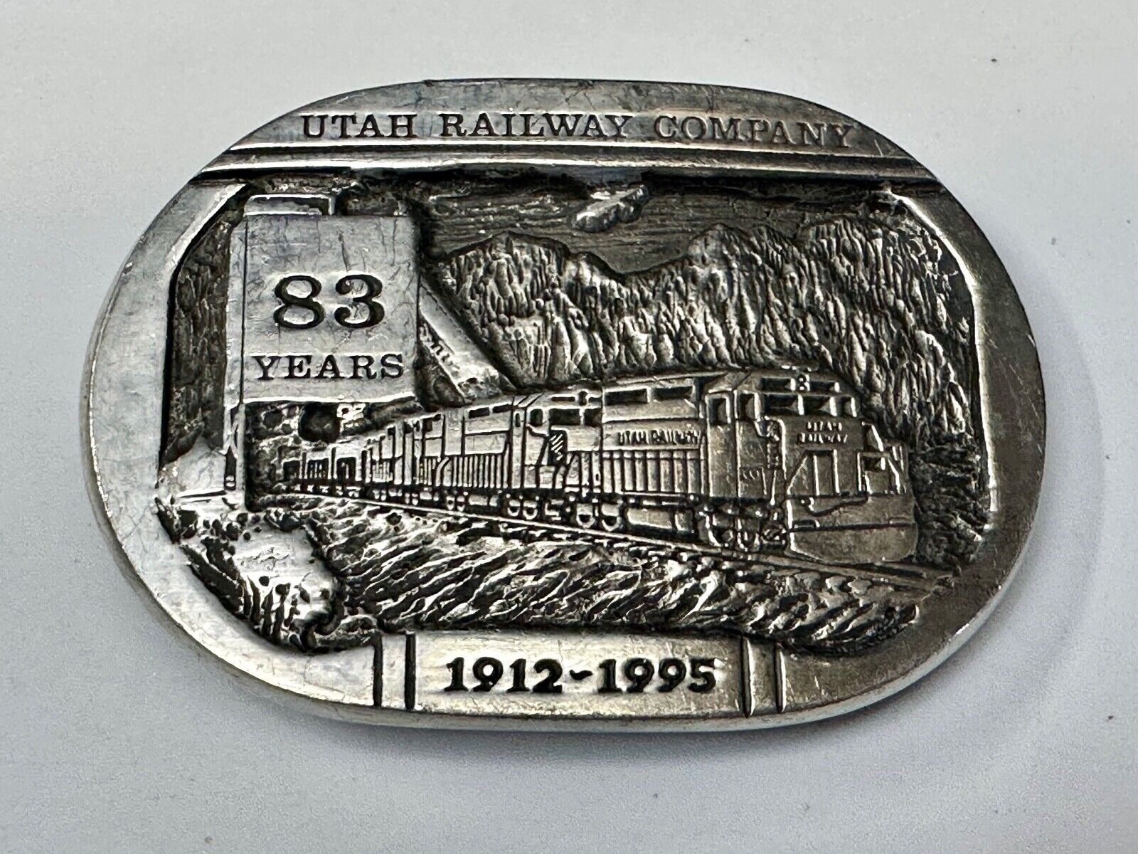 Utah Railway Co Vtg Train Railroad 83 Years - Gary Prazen Sculpture Belt Buckle