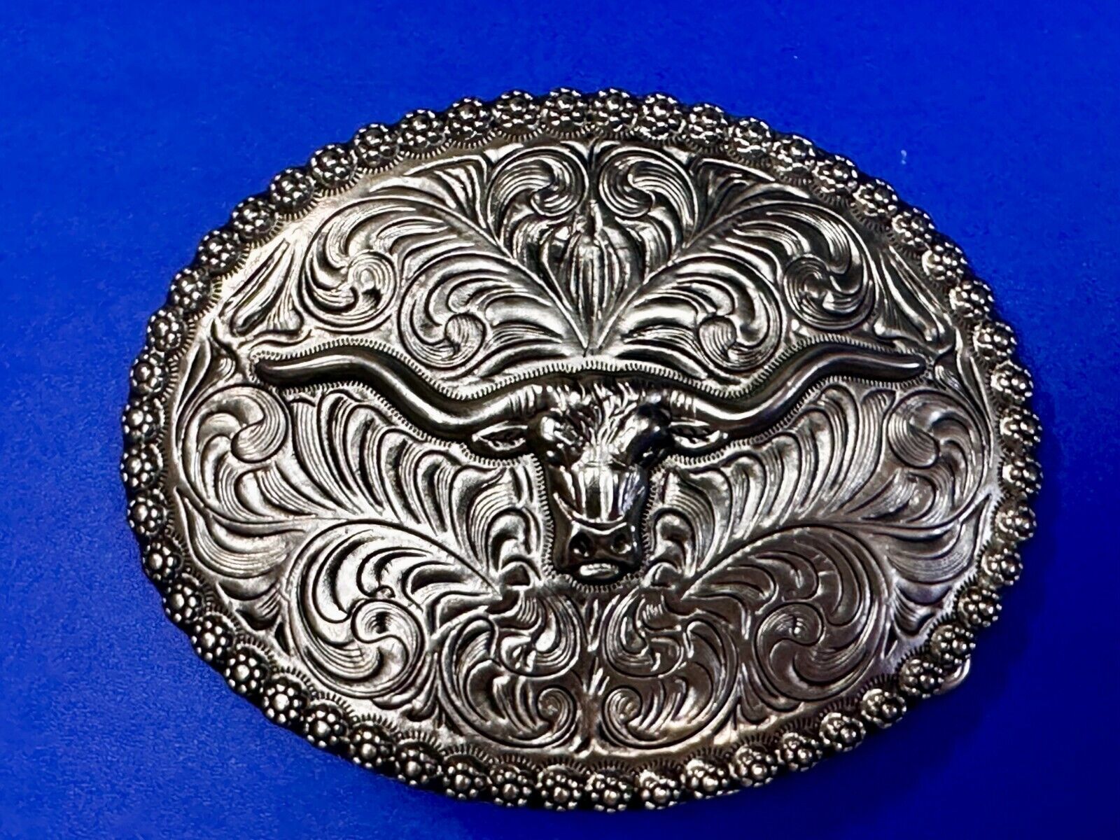 Texas Longhorn Steer Bull Cow Silver Tone Western Rodeo Cowboys Belt Buckle