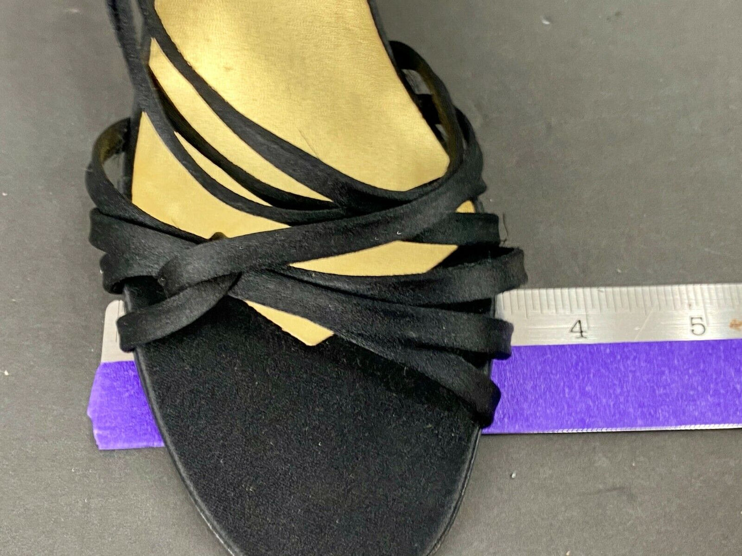ANNE KLEIN Black Satin Strappy Dress 4" Heels Sandals Stiletto 8 M