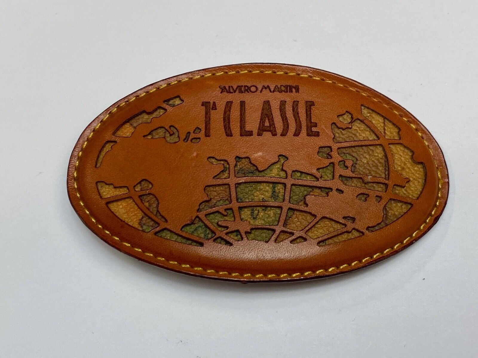 TILASSE Alviero Martini Leather Oval Snake Skin inlaid Belt Buckle made in Italy