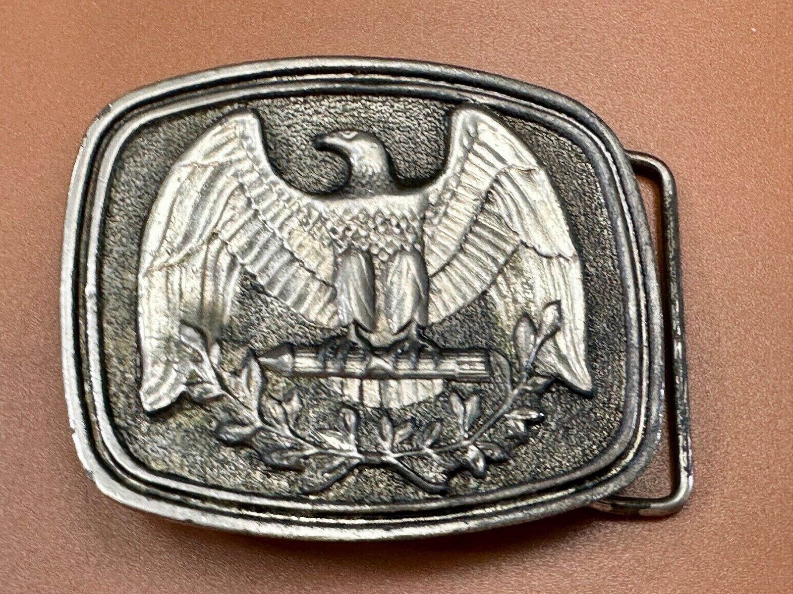USA patriotic emblem Eagle Olive Branch Seal Vintage Numbered belt buckle