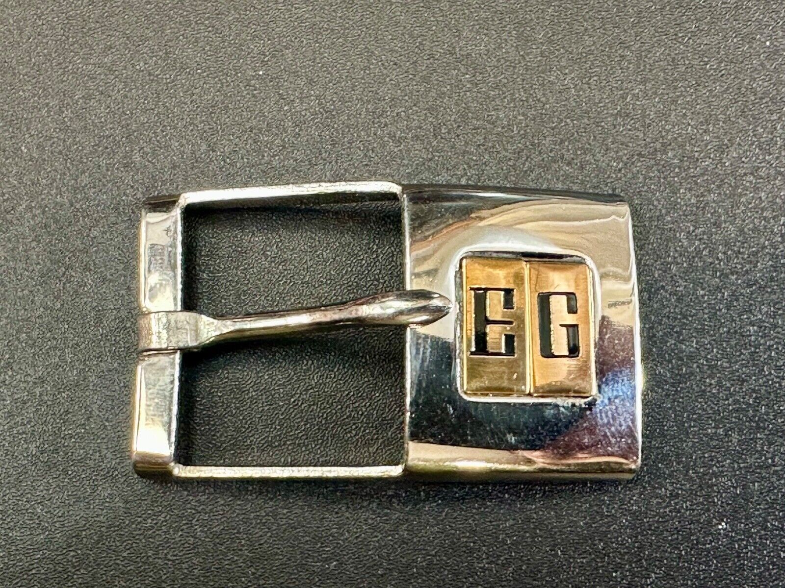 Vintage Letter monogram Initial EG - small two tone belt buckle