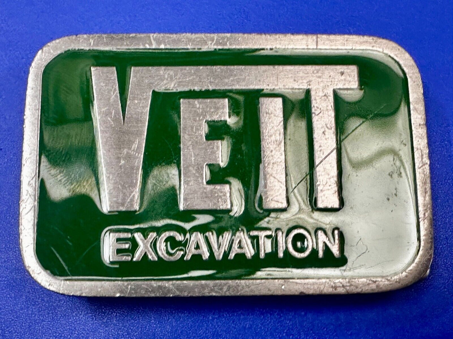 Veit Excavation Demolition Services Company Advertisement CD Hit Belt Buckle