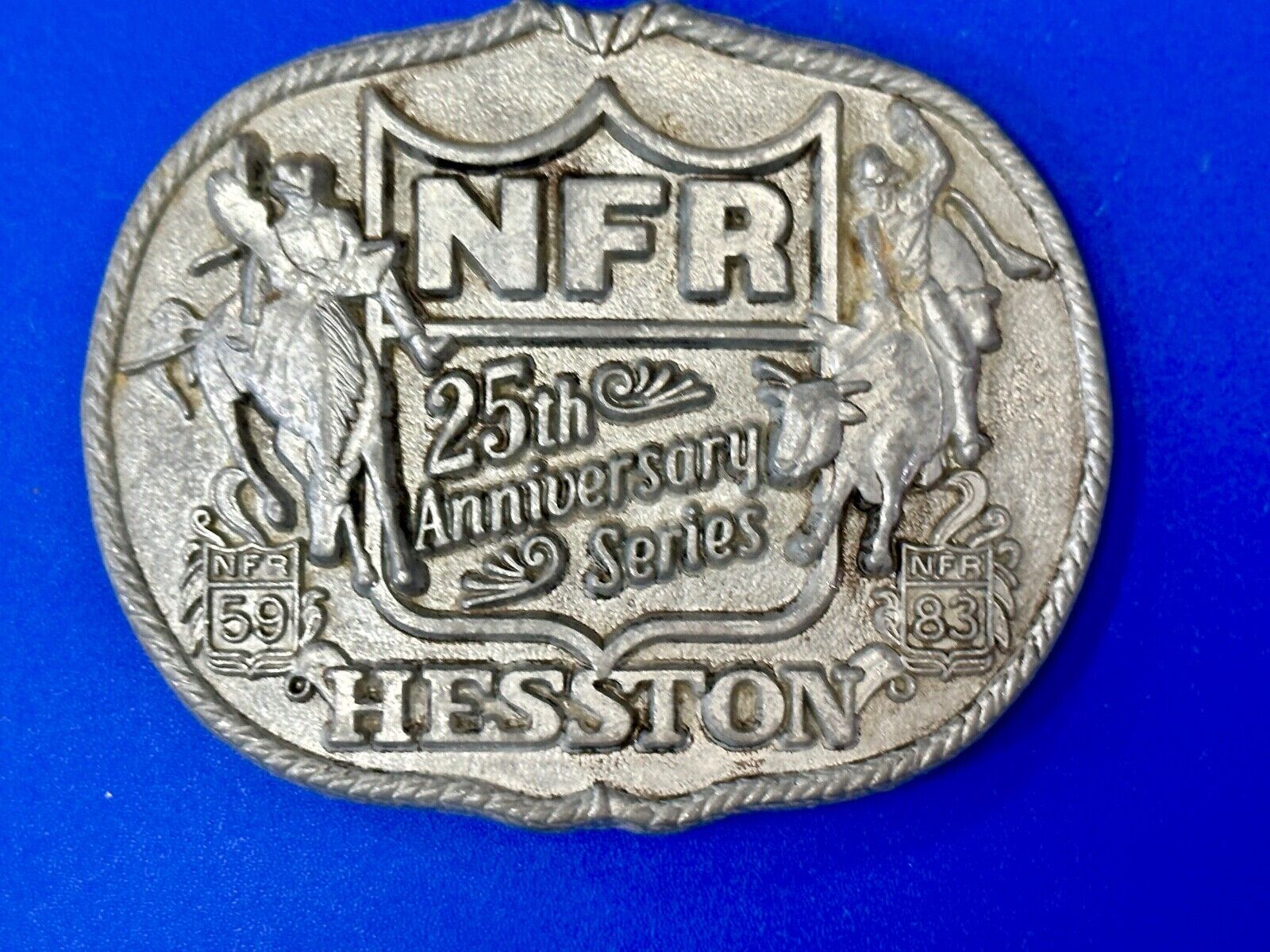 1983 Hesston National Finals Rodeo 25th Anniversary Adult Collectors Belt Buckle