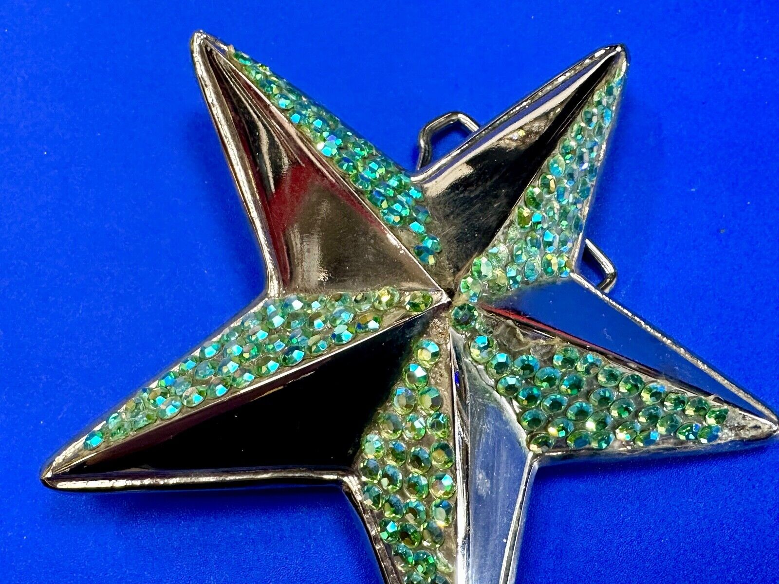 3D STAR dimensional vintage belt buckle by silver star -  missing rhinestone's