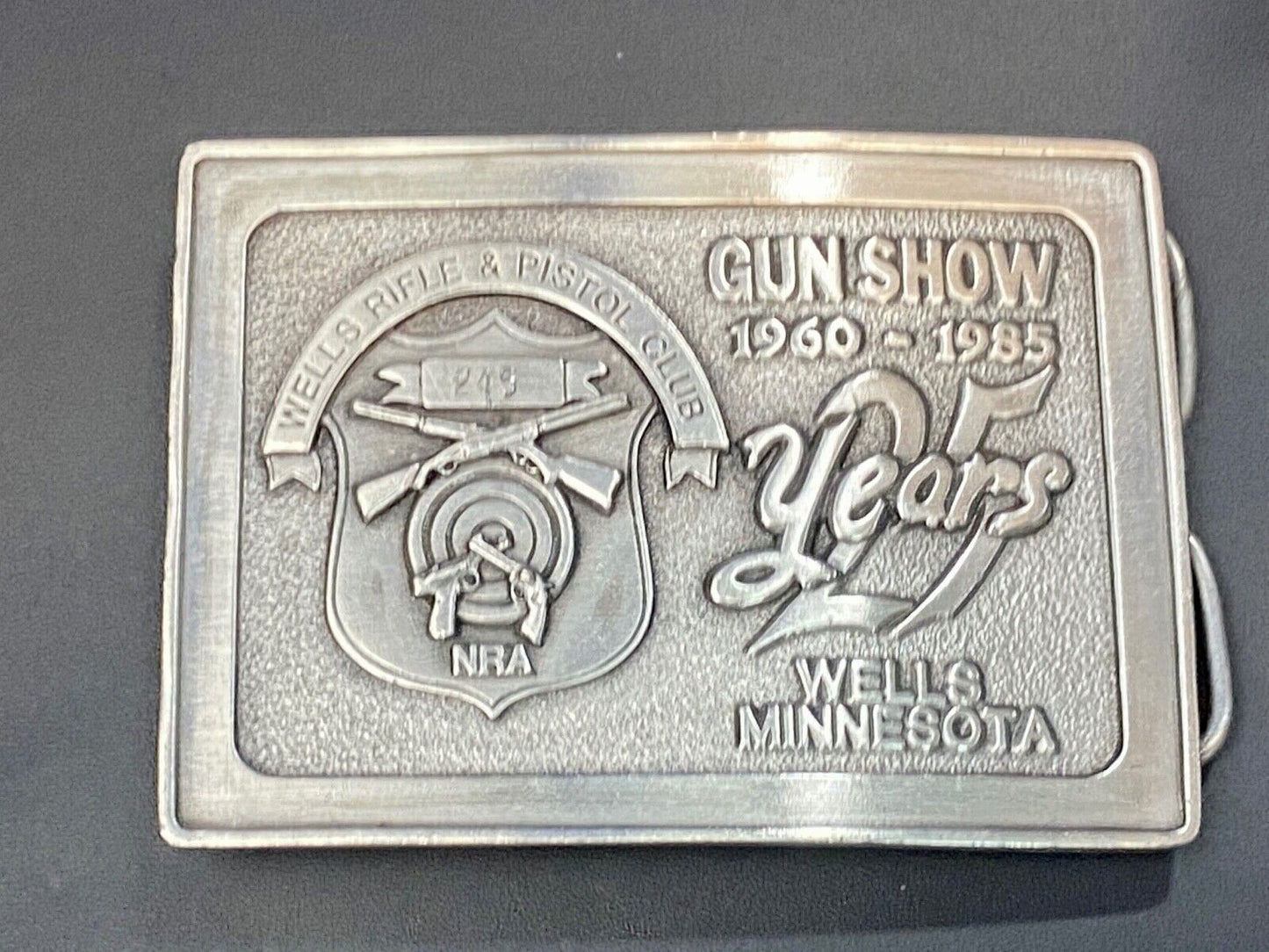 25 years, wells Montana gun show  hunters rifle and pistol club NRA belt buckle 