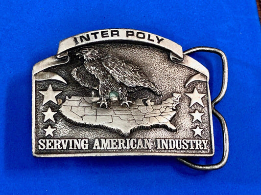 Vintage 1981 Bergamot Inter Poly Serving Americas Industry belt buckle 