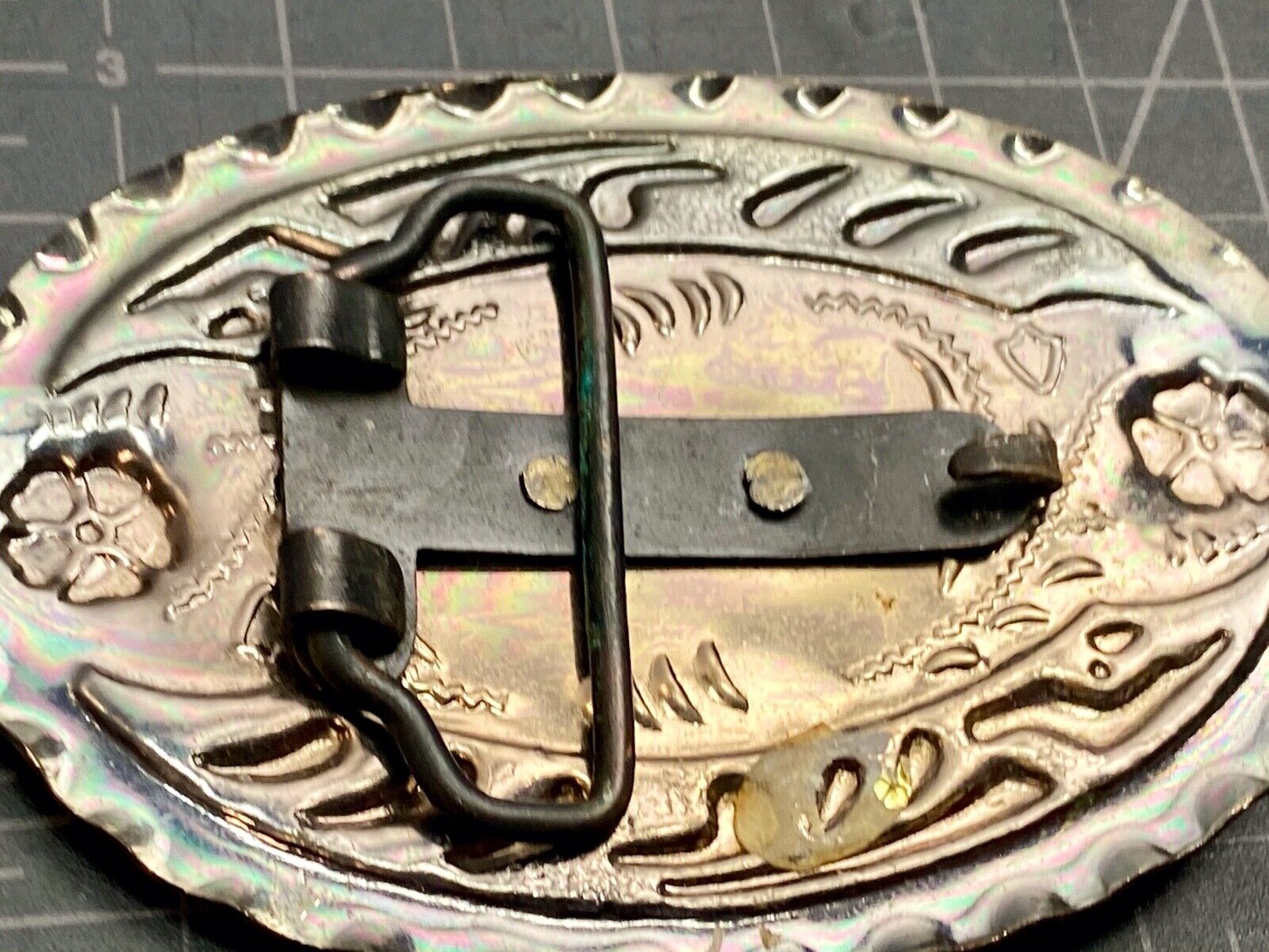 Vintage Horse Shoe WESTERN & COWBOY Mixed Metal BELT BUCKLE - claw accents 