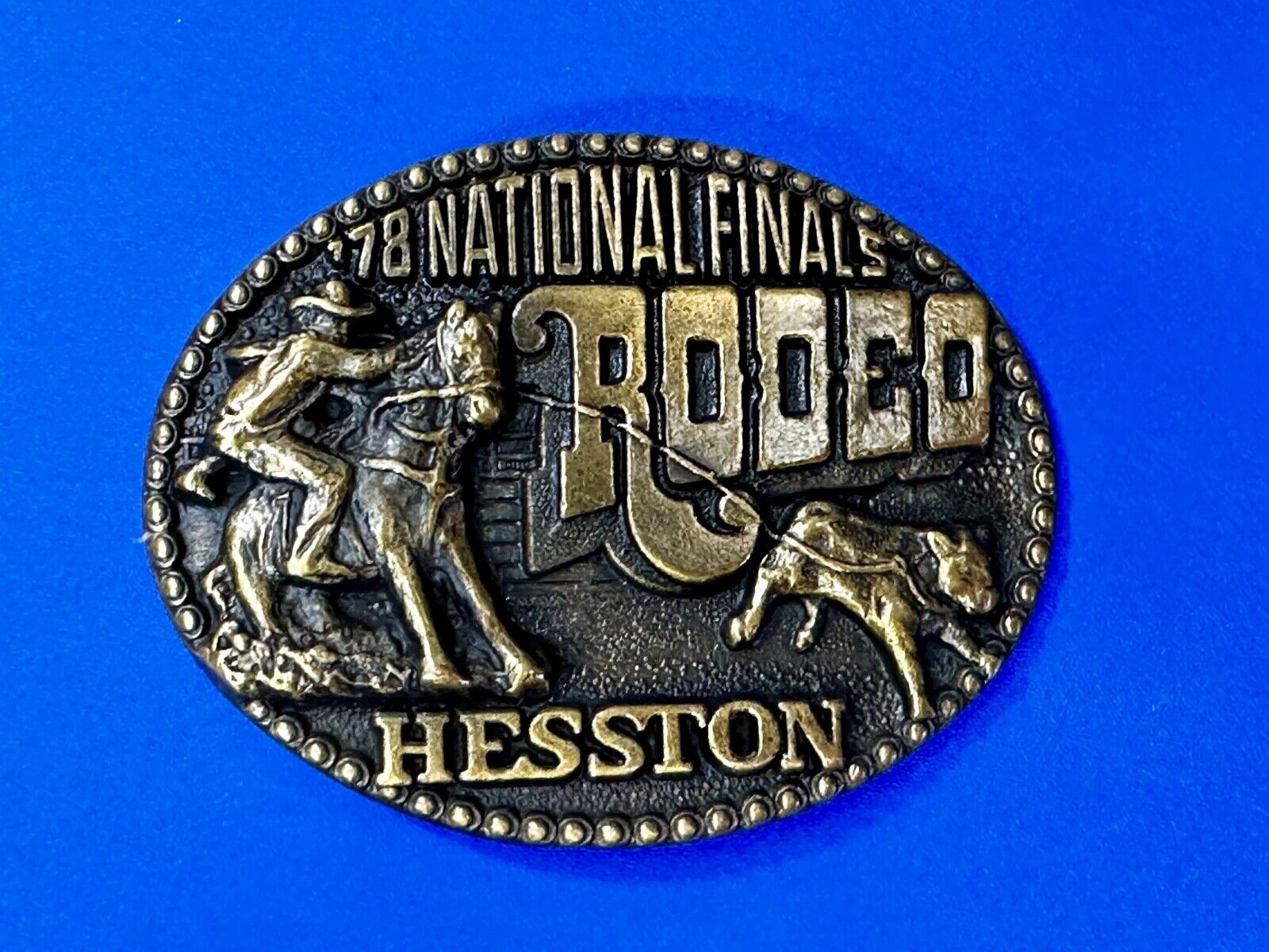 1978 National Finals Rodeo Hesston NFR Fourth Edition Collectors Belt Buckle