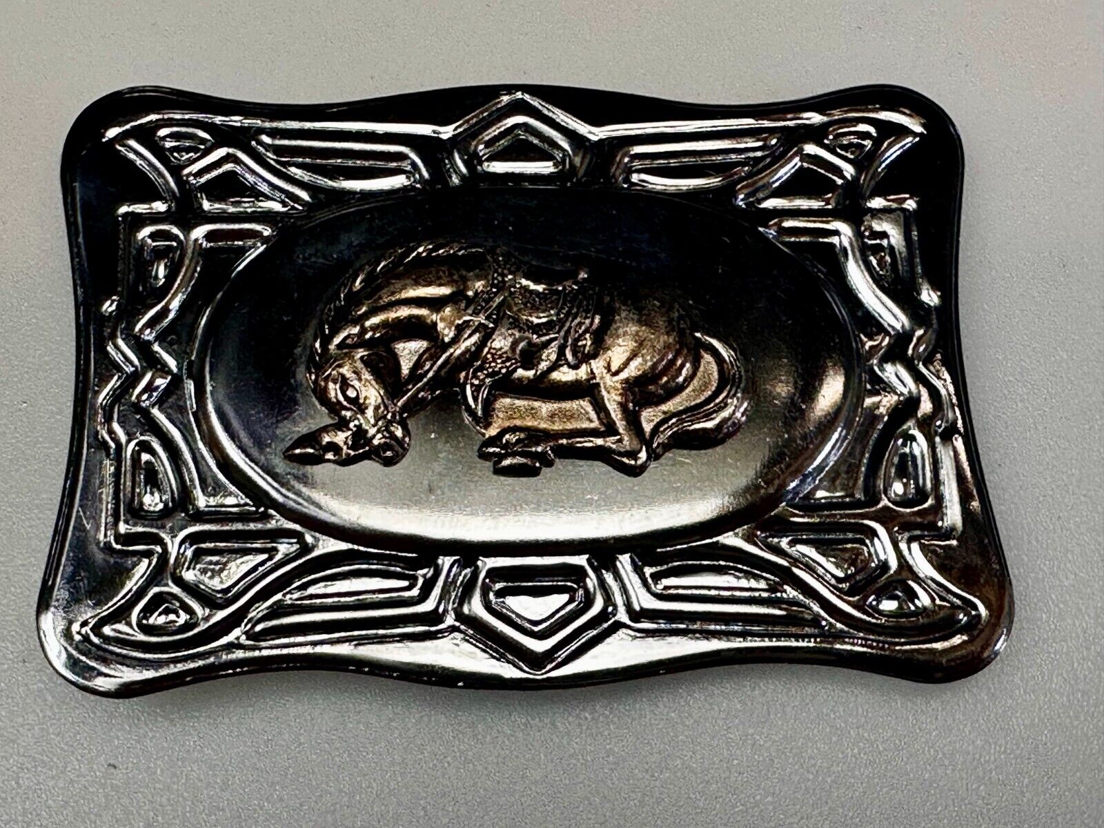Vintage Cowboy Saddle Bronc Bucking Horse Two Tone Belt Buckle
