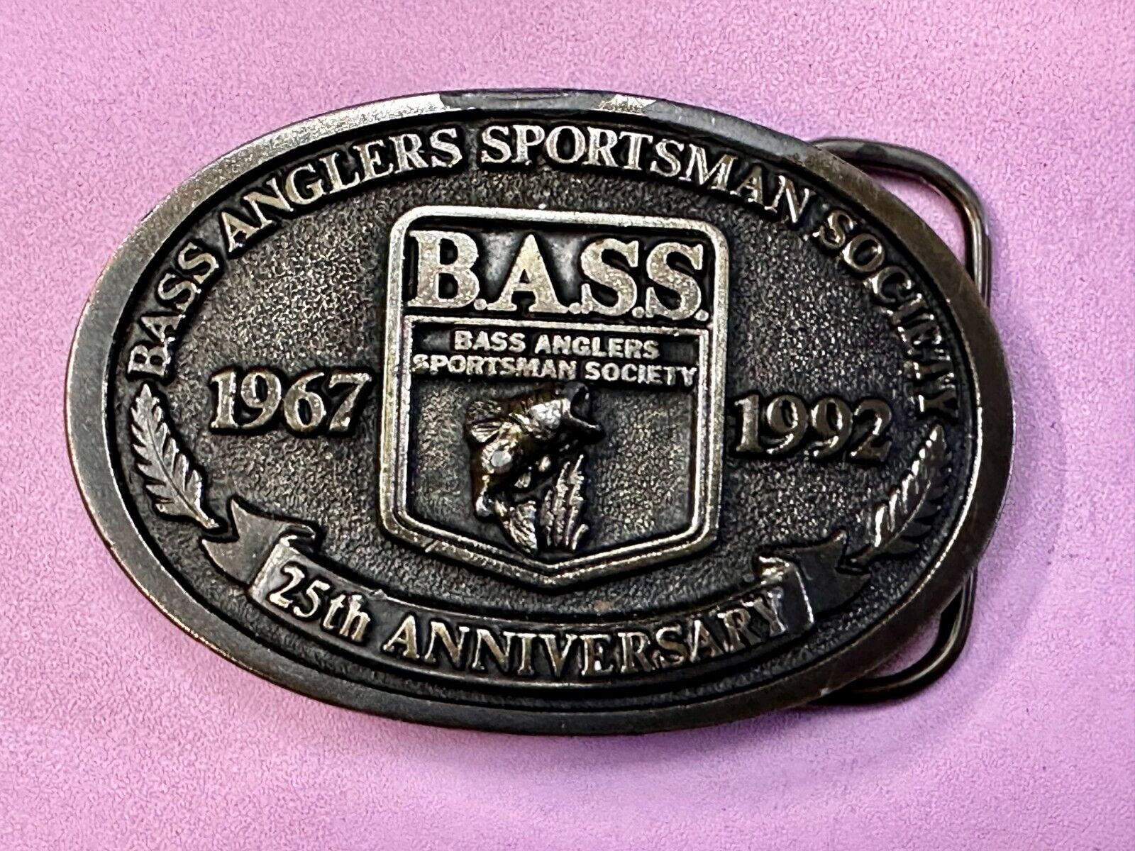 1992 Bass Anglers Sportsman Society Club 25th Anniversary Fishing Belt Buckle