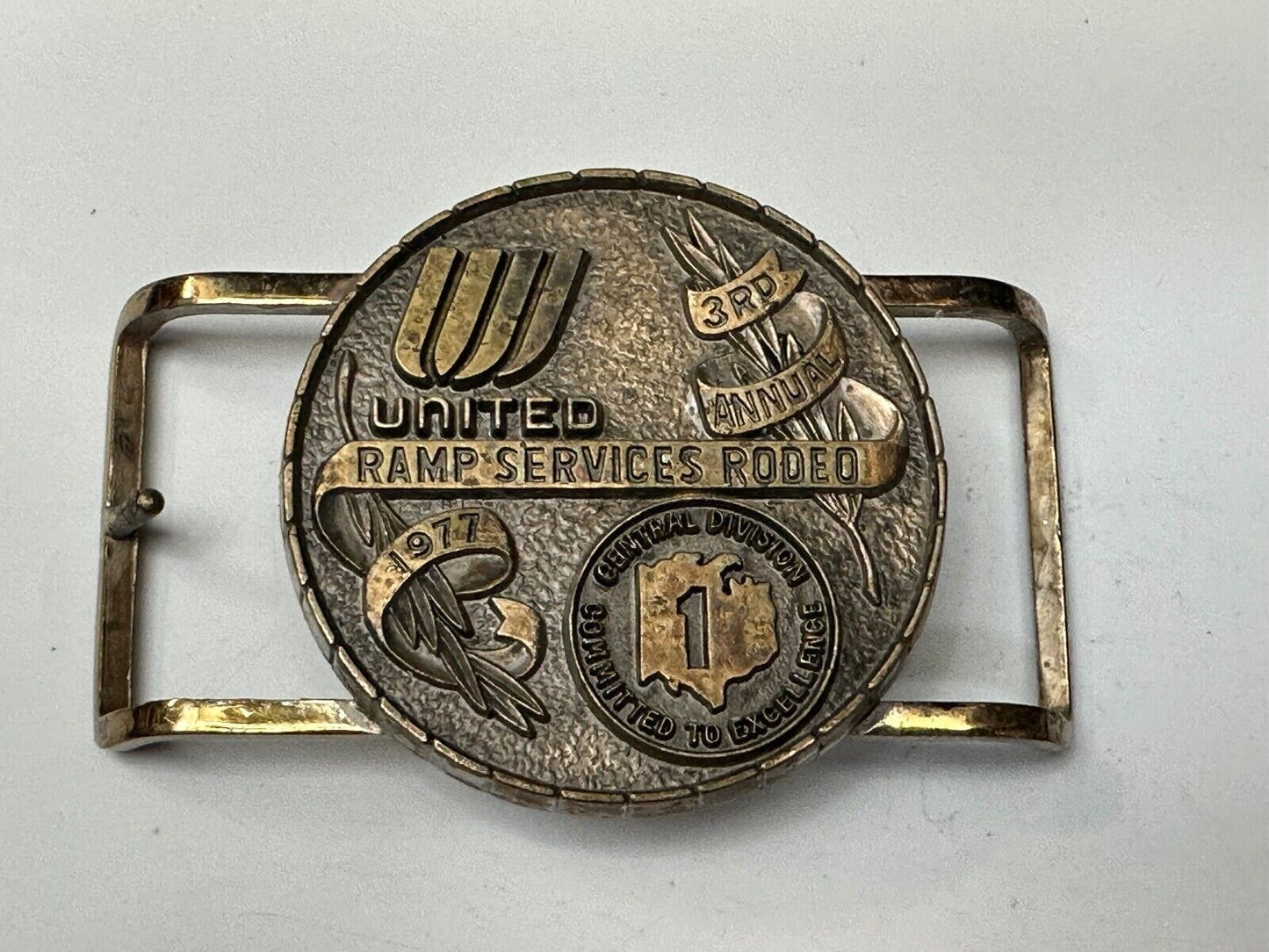 United Airlines Ramp Services Rodeo Central Division 3rd Annual 1977 Belt Buckle