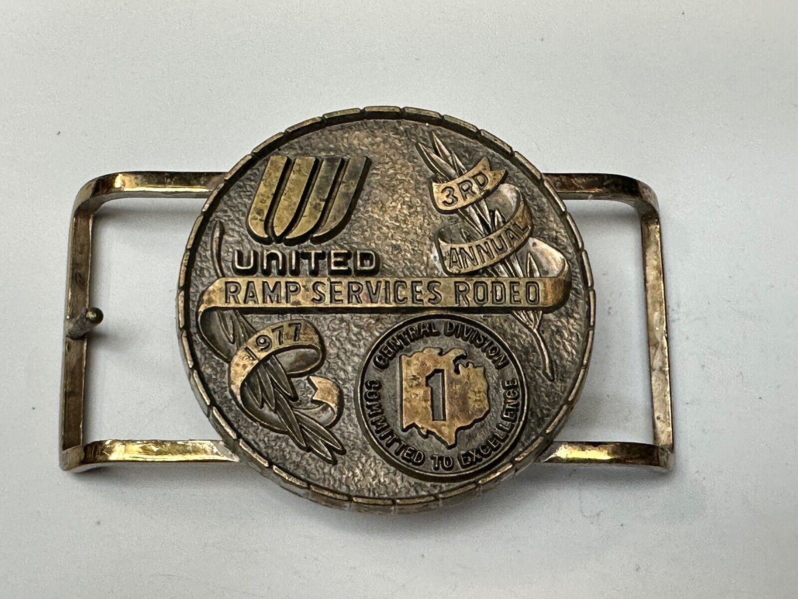 United Airlines Ramp Services Rodeo Central Division 3rd Annual 1977 Belt Buckle