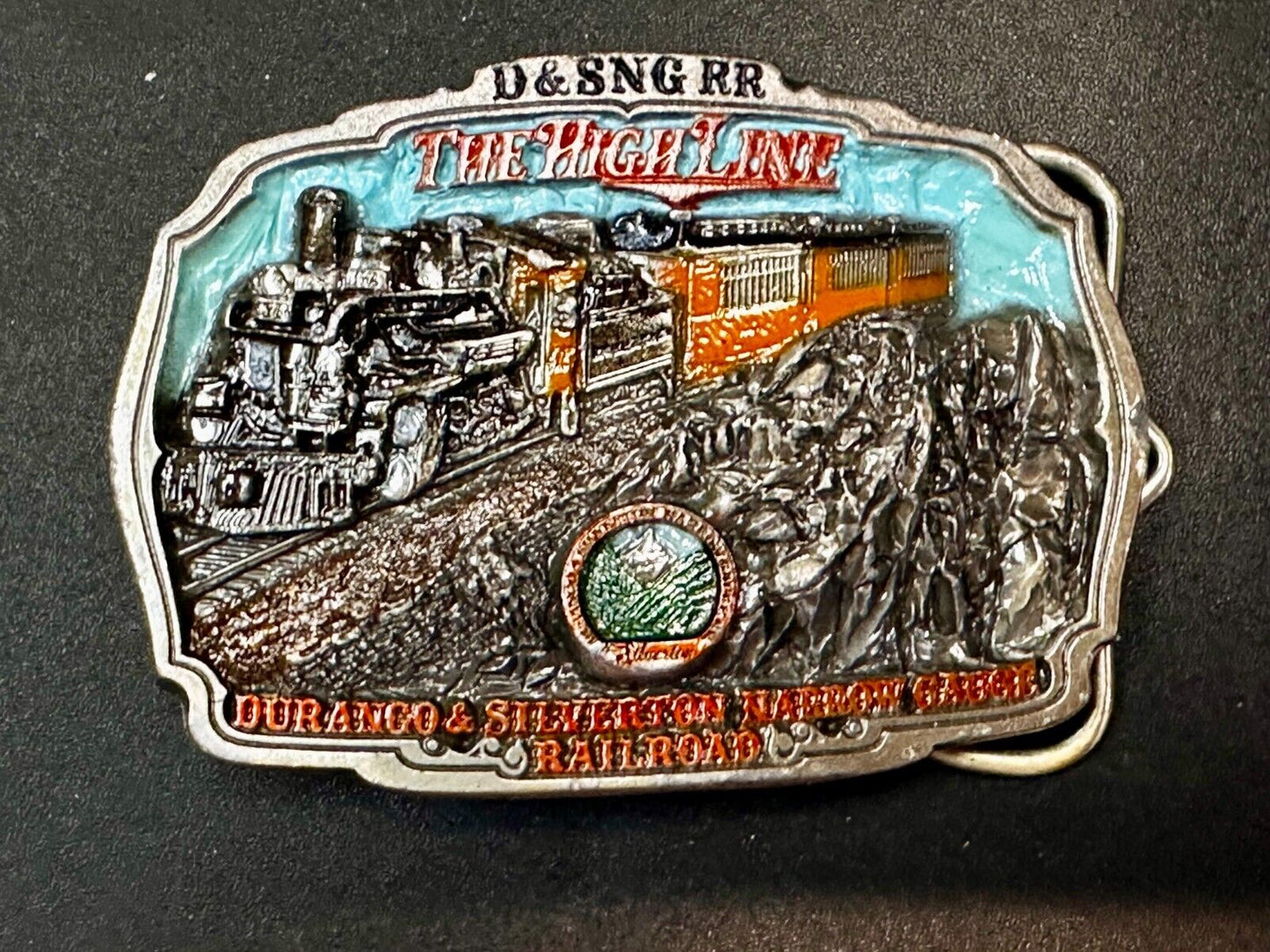 Train Rail Road Durango & Silverton Narrow Gauge C+J Colorful Belt Buckle