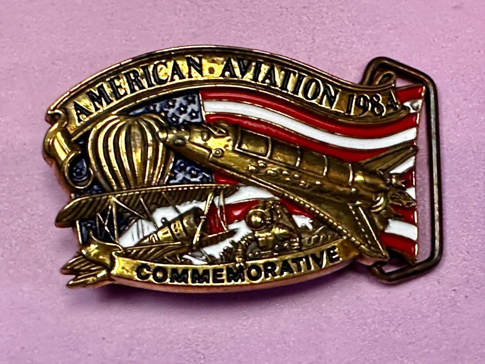 American Aviation Vintage 1984 Solid Brass Commemorative Belt Buckle by Baron