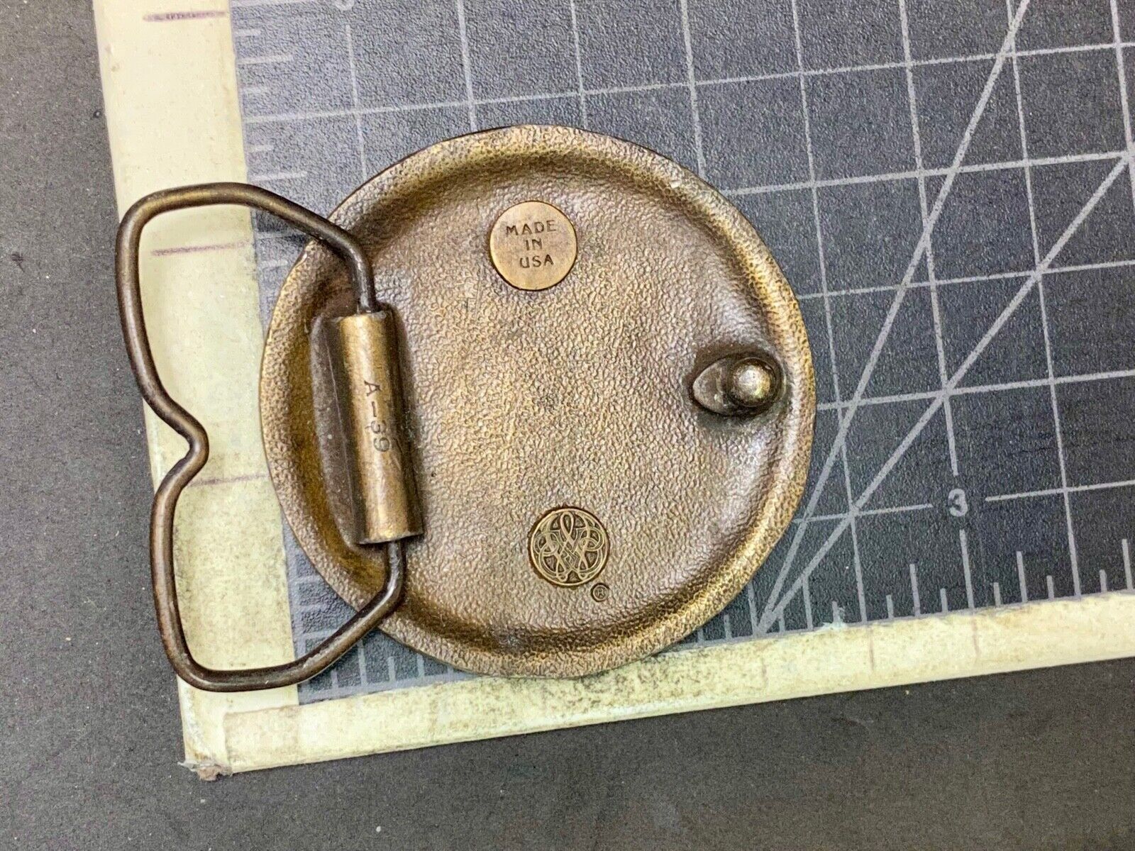 A-39 Cyclists Cup Tandum Bicycle Round Rare! Bergamot Brass Works Belt Buckle