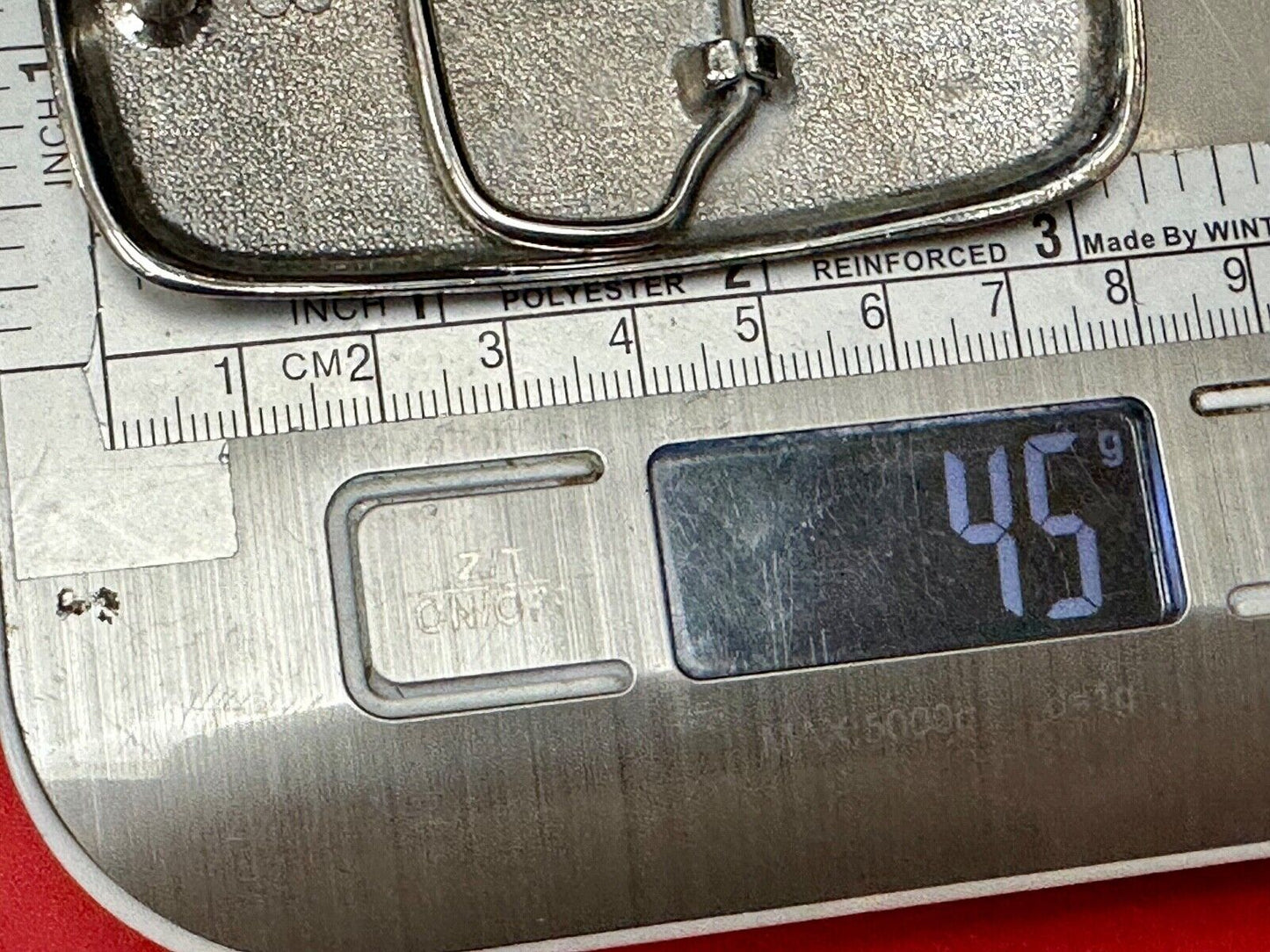 unique silver tone weave pattern western belt buckle
