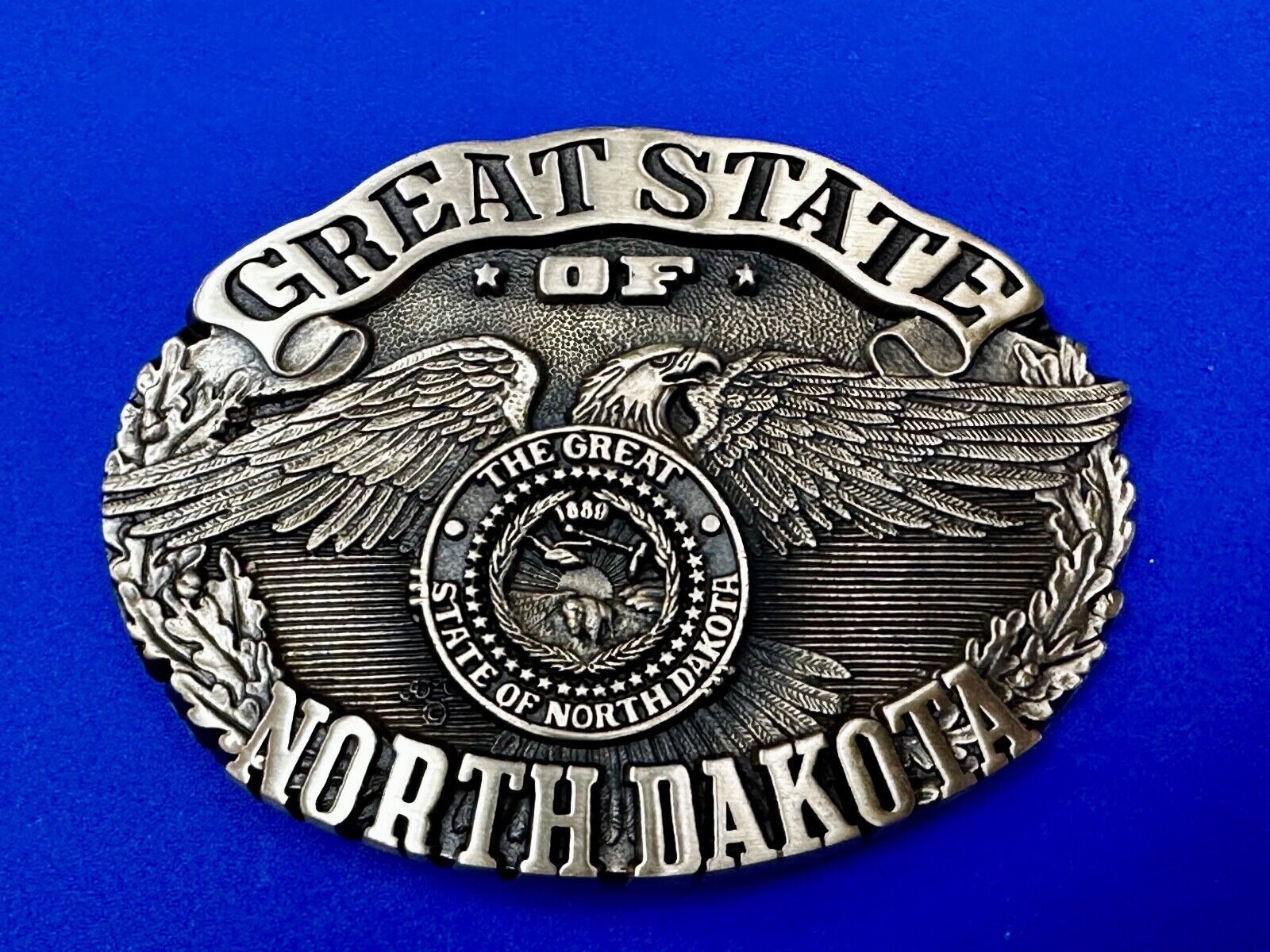 The Great State of North Dakota Vintage Award Design Medals 1st Edn Belt Buckle