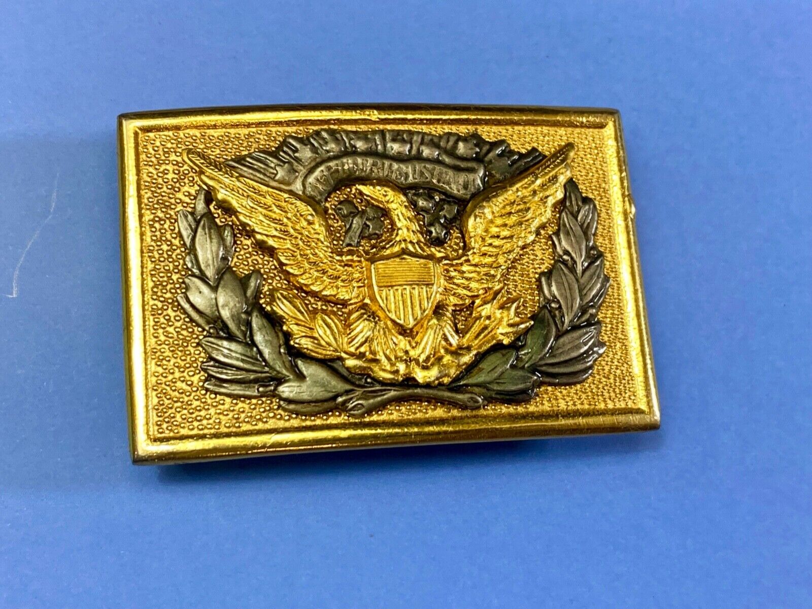 Vintage American Eagle Shield Olive Branch Emblem belt buckle & table plaque