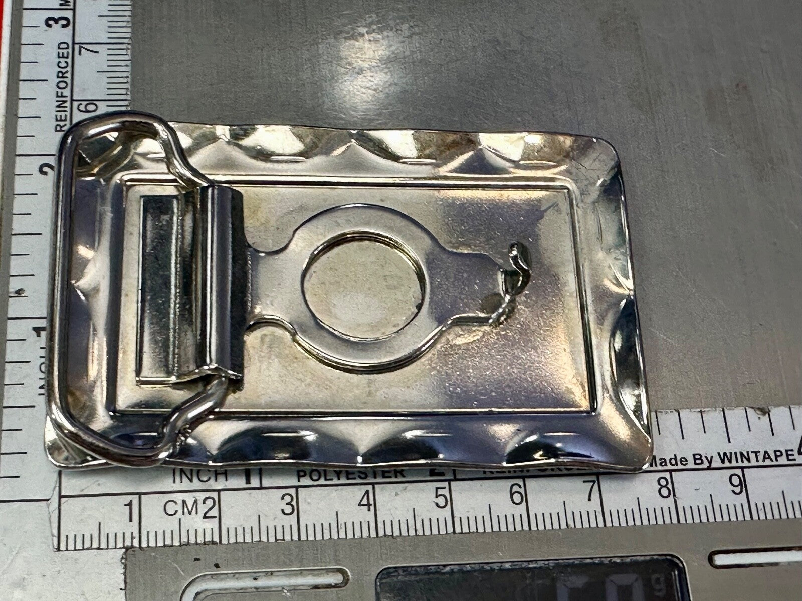 Union Pacific Yellow Train Rail Road Steam Engine Silver Tone Vtg. Belt Buckle
