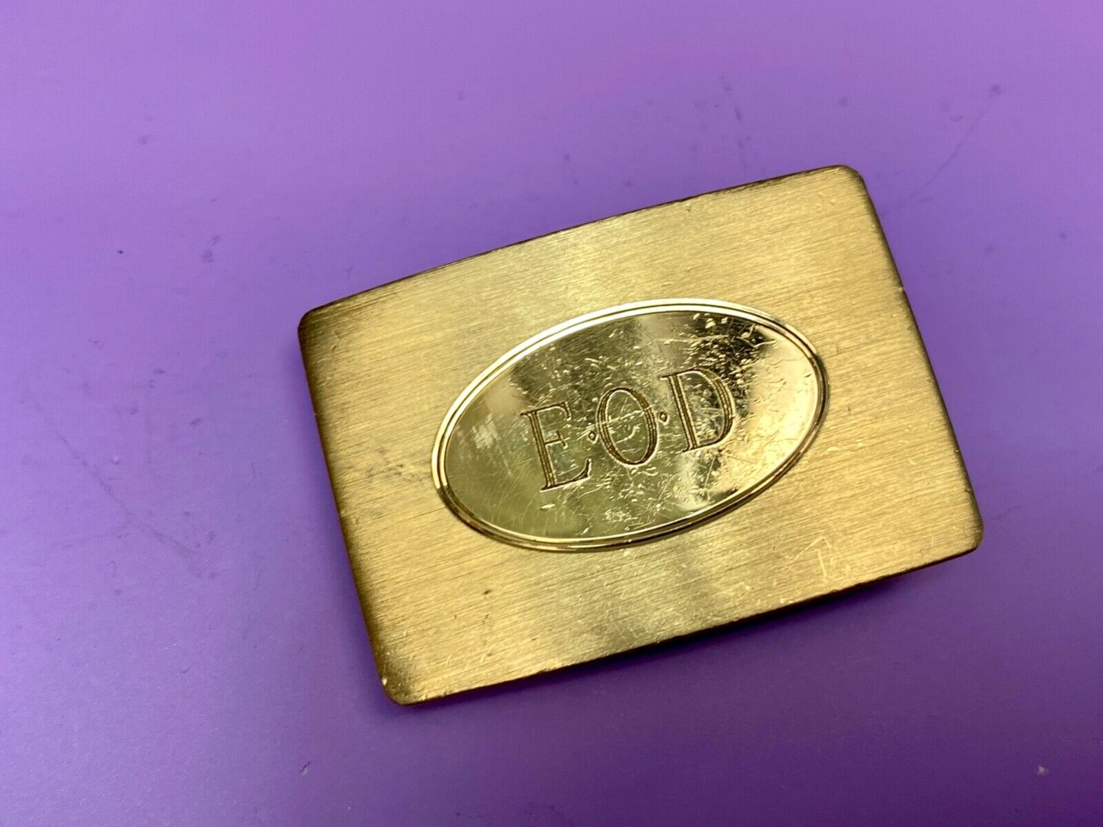 Vintage EOD Initials Make Monogram small formal dress belt buckle