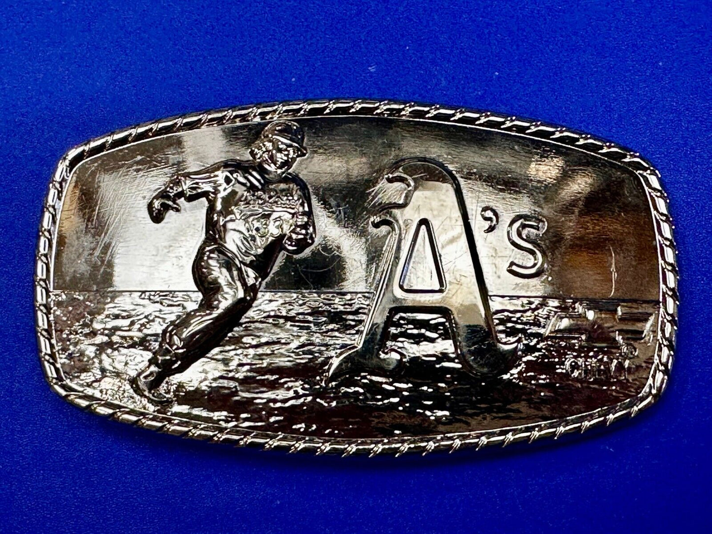A's Baseball Logo Athletics Sports Oakland CA Silver Color Wide Belt Buckle