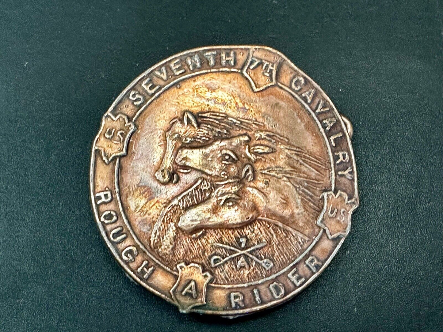 7th Seventh Cavalry Rough Rider Horse Head Vintage Belt Buckle