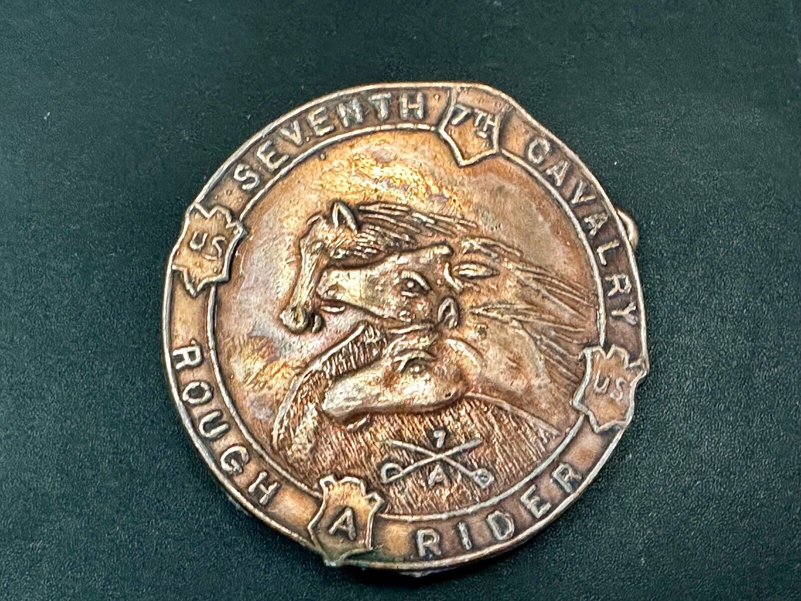 7th Seventh Cavalry Rough Rider Horse Head Vintage Belt Buckle