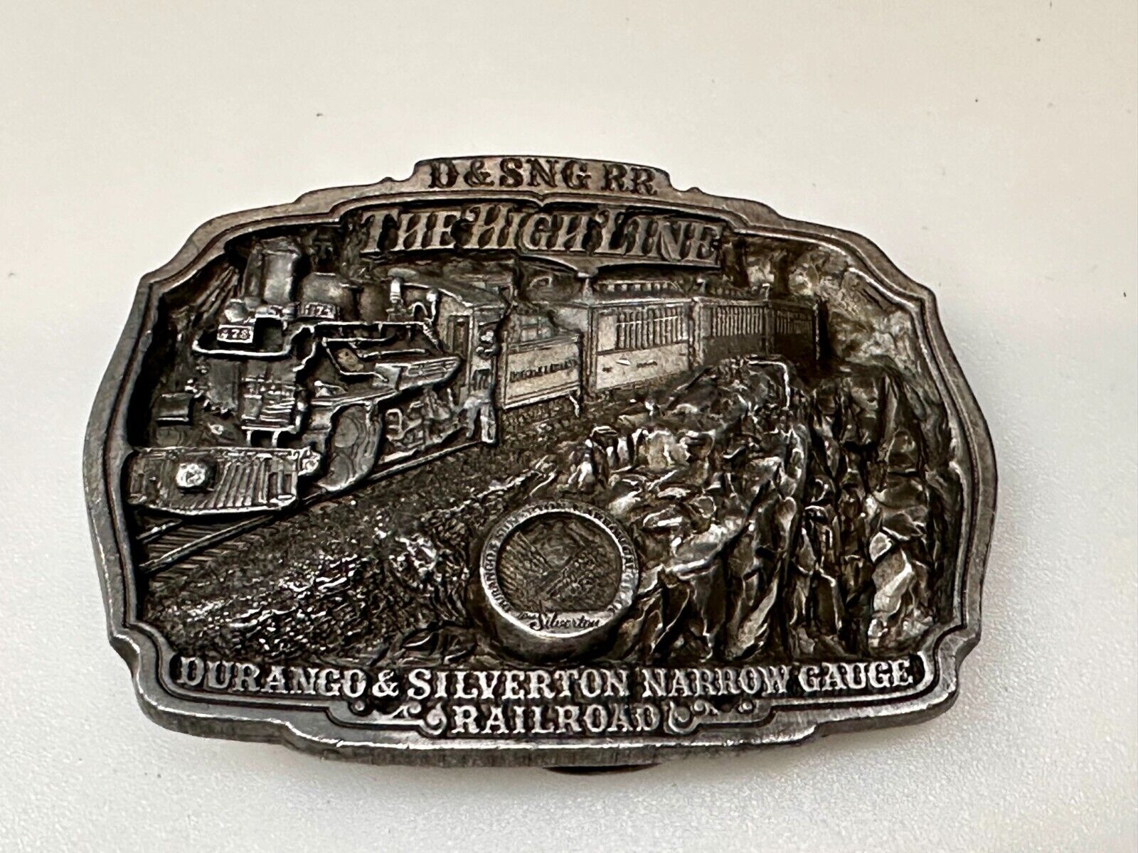 Train Rail Road Durango & Silverton Narrow Gauge C+J Vintage 1980s  Belt Buckle