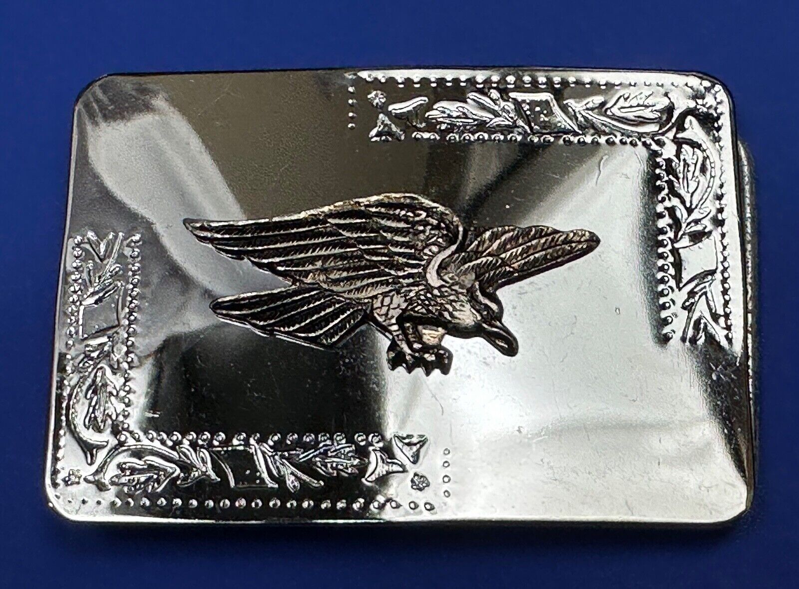 Vintage Hunting Flying Majestic Eagle on western mirrored two tone belt buckle