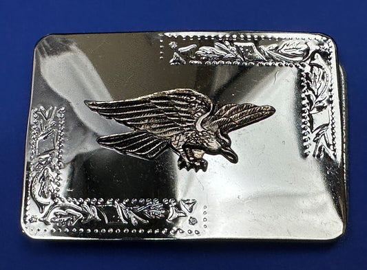 Vintage Hunting Flying Majestic Eagle on western mirrored two tone belt buckle