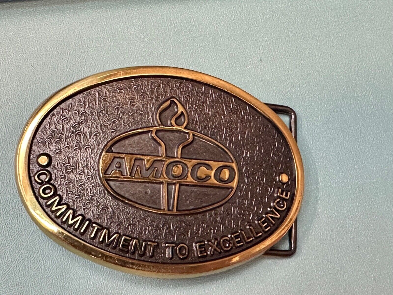 AMOCO Gas Fuel Oil - Committed to Excellence solid brass belt buckle by Jadco