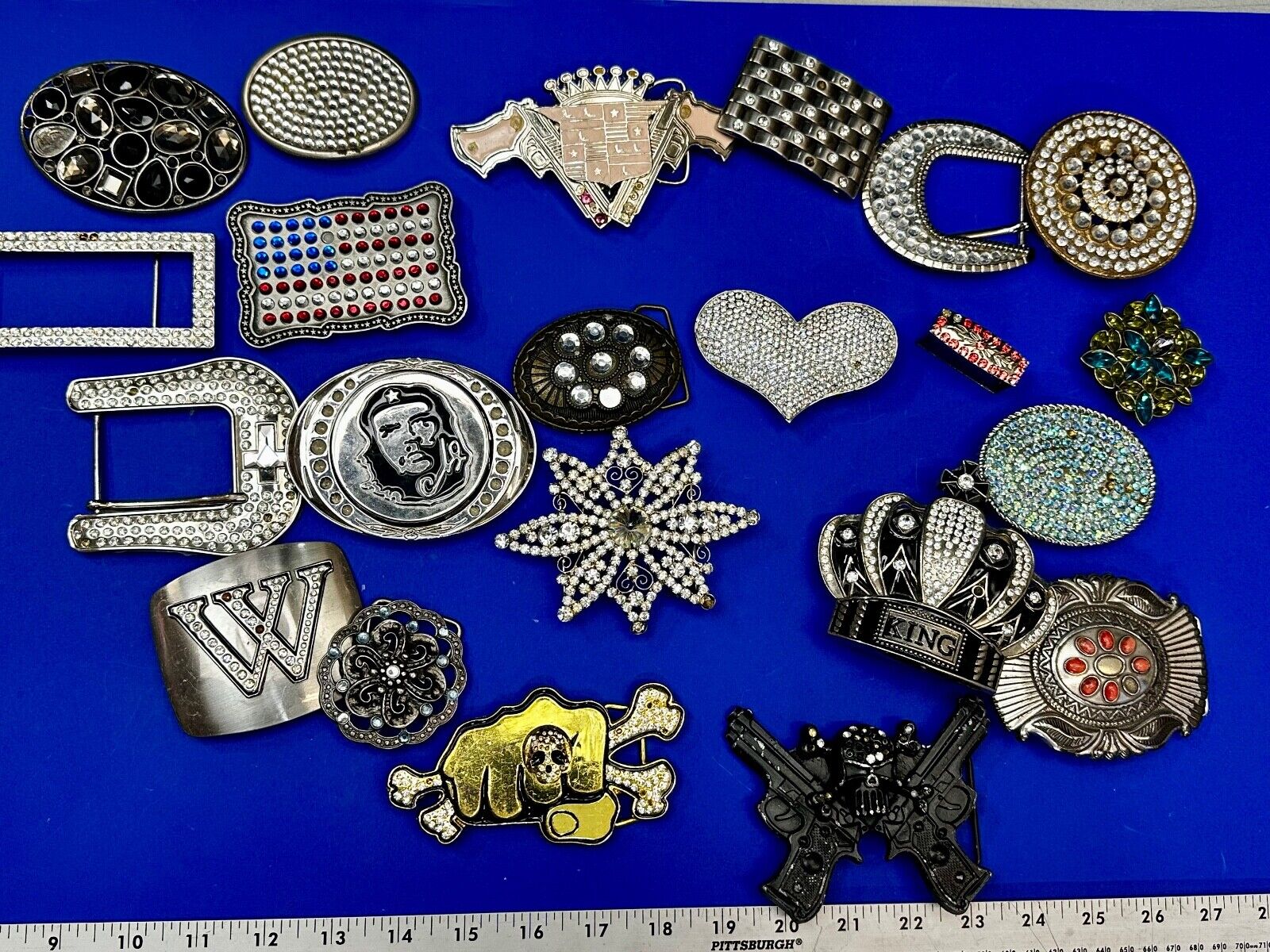 21 Bulk Lot Junk Drawer Grab Bag of REPAIR Belt Buckle - Missing Rhinestone's